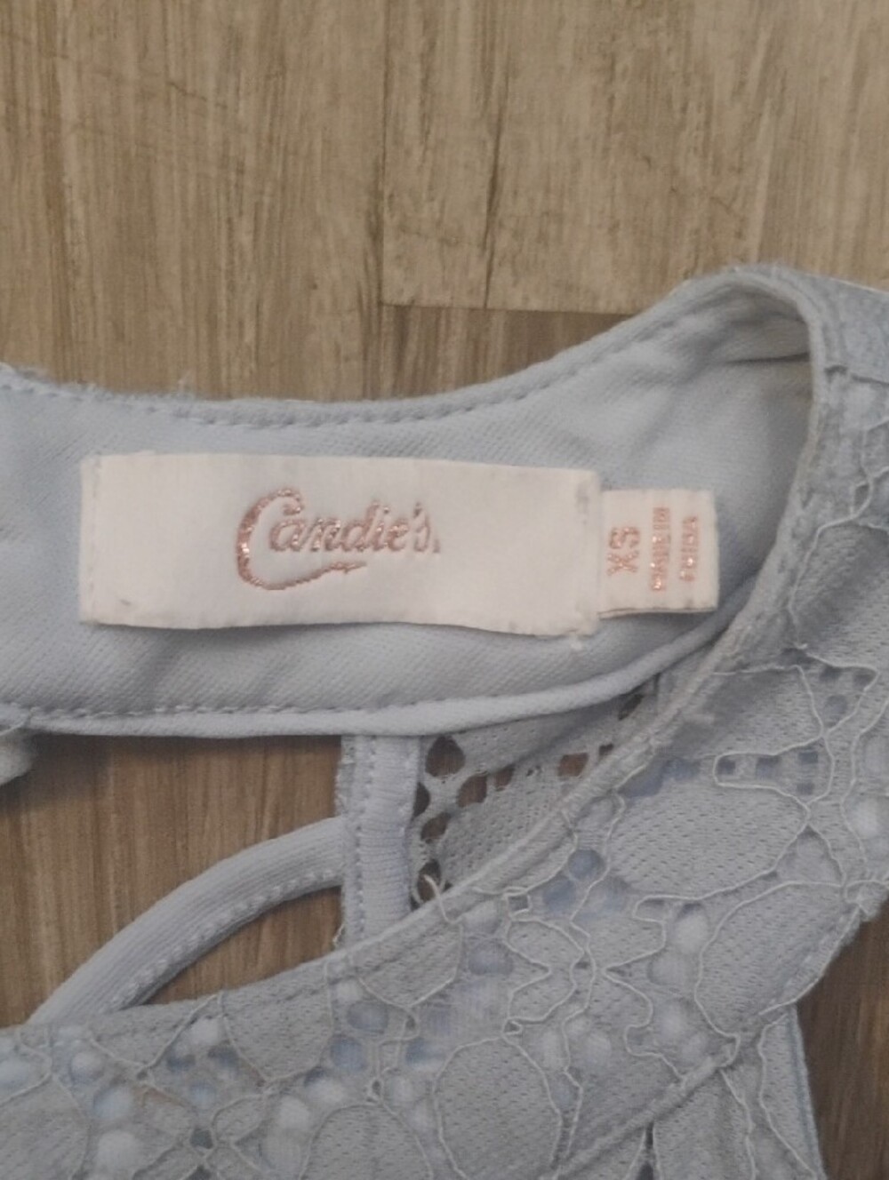 Candie's Light Blue Lace Halter Mini Dress - Picture 2 of 3